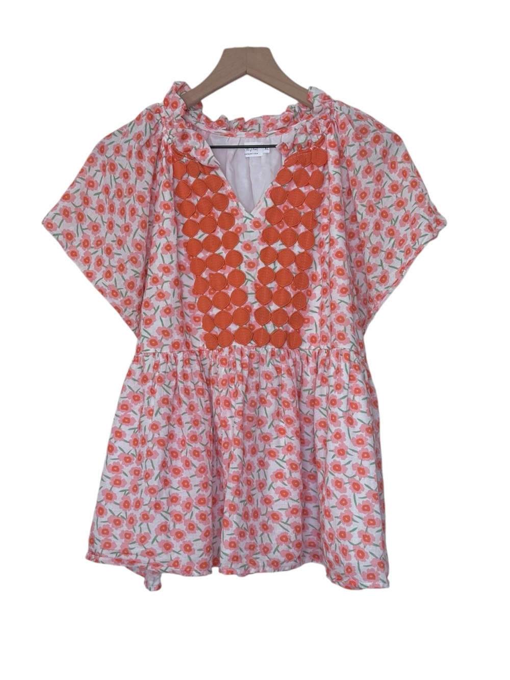 Shop the Mint XL Ready to Go Orange Floral Embroidered Nursing Top Ruffled